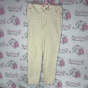 Hello kitty pants Cream Pants with Pink Polka Dots cats and dots neon vanilla